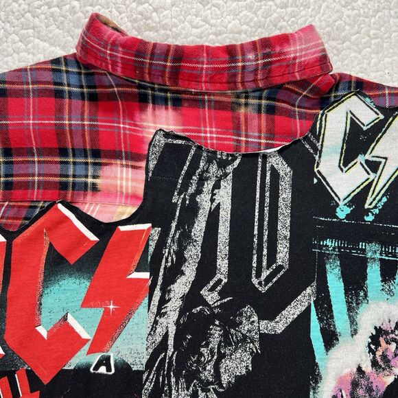 Rare Two Gypsea Souls AC/DC Flannel Shirt Custom Upcycled One of a Kind Rock XL - Picture 4 of 9